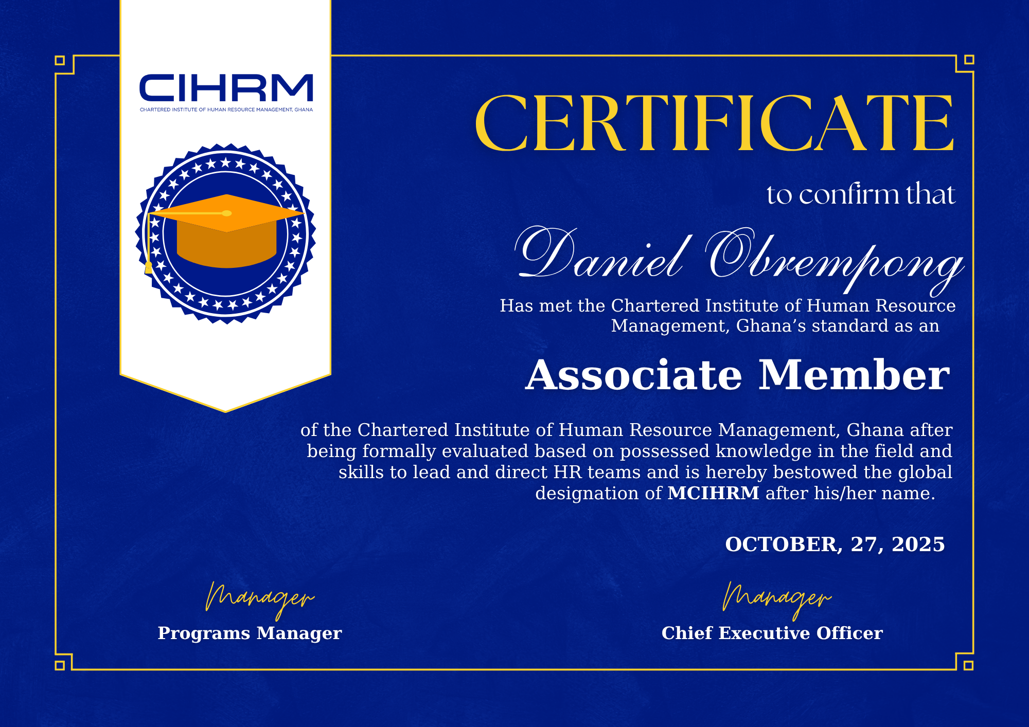 CIHRM Certificate